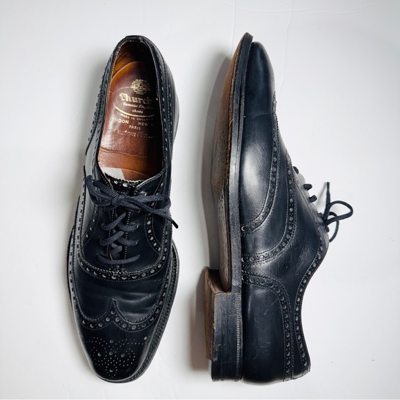 Church\'s Custom Grade Men\'s Chetwynd Black Leather Wingtip Oxfords 91/5 D main image 6